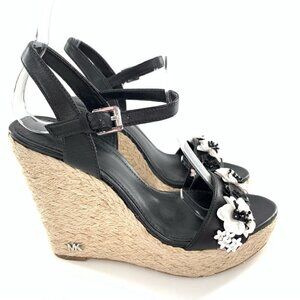Michael Michael kors sandals 5 35 Jill black white leather platform Espadrilles